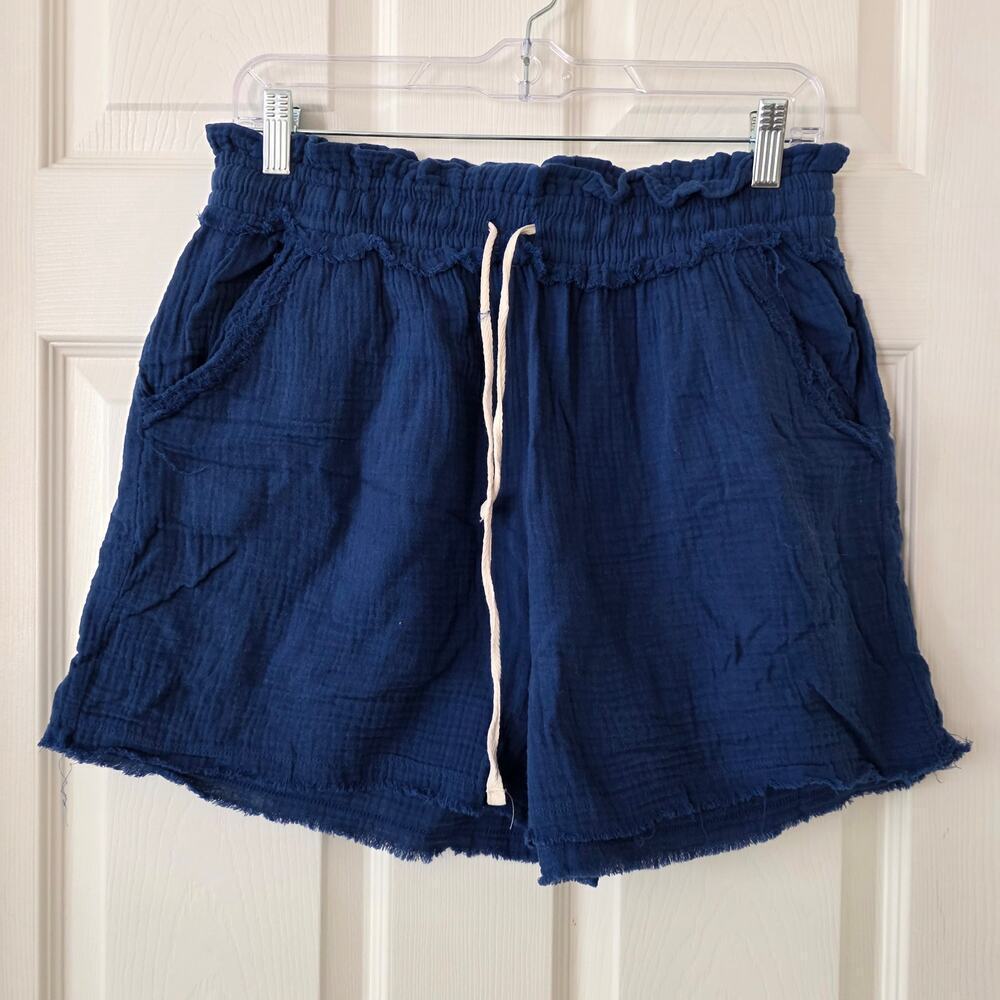 Zenana Double Gauze Elasticband Drawstring Waist Shorts Large